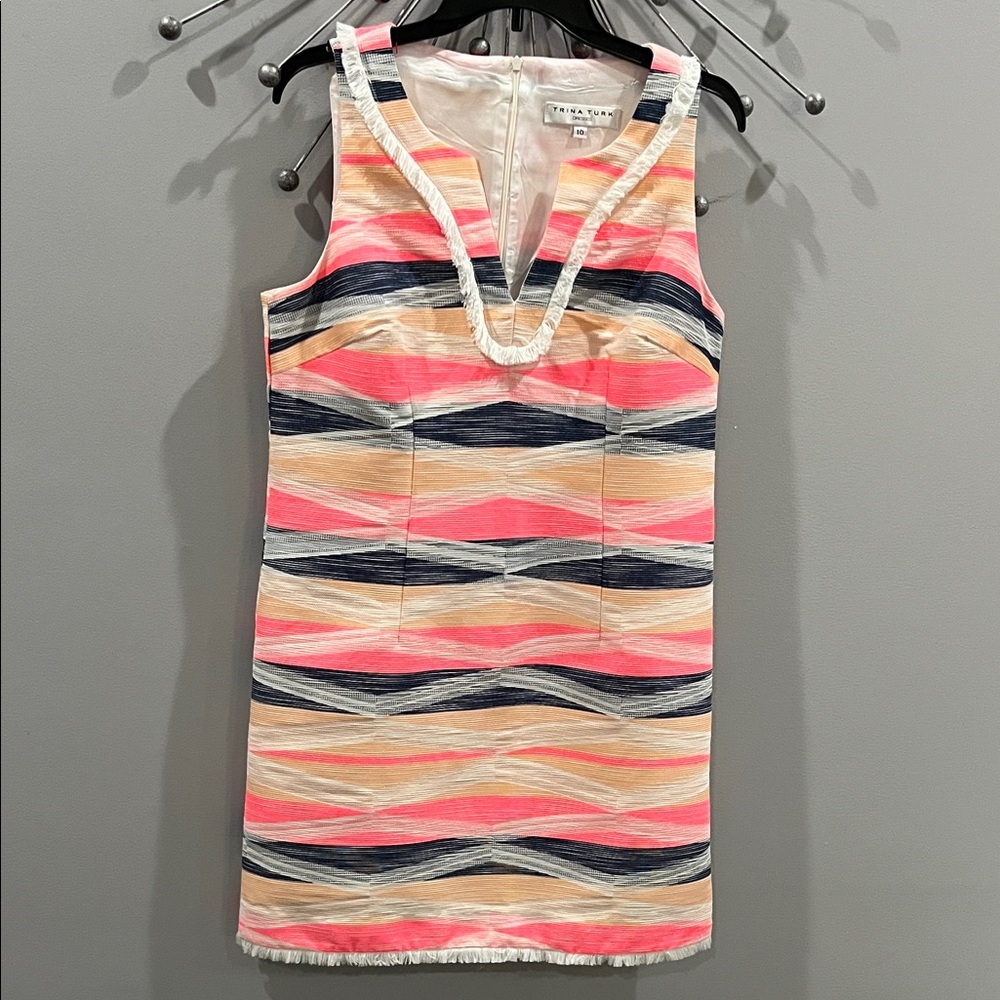 Trina Turk Multi-Color Sleeveless Stripe Jacquard Dress Size 10